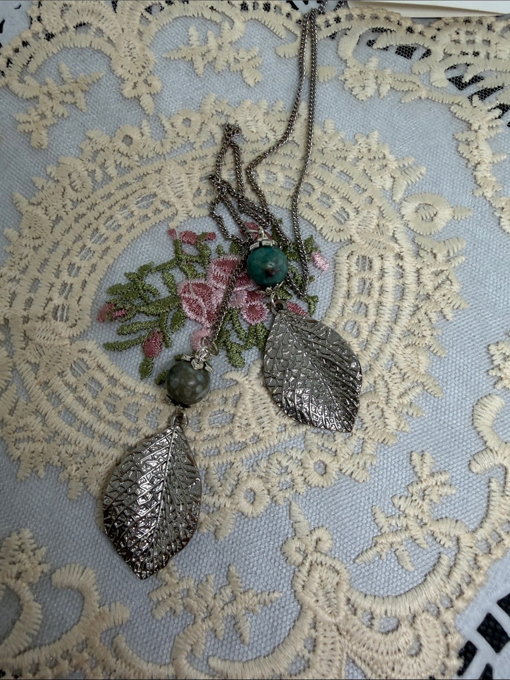 Handmade Blue Magnesite Leaf Sweater Chain – Southwestern Boho cottagecore